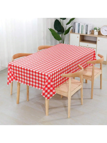 1pc PEVA Disposable Table Cover, Plaid Pattern Disposable Tablecloth For Party, Picnic - Lasercutwraps Shop