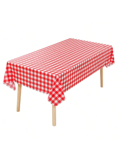 1pc PEVA Disposable Table Cover, Plaid Pattern Disposable Tablecloth For Party, Picnic - Lasercutwraps Shop