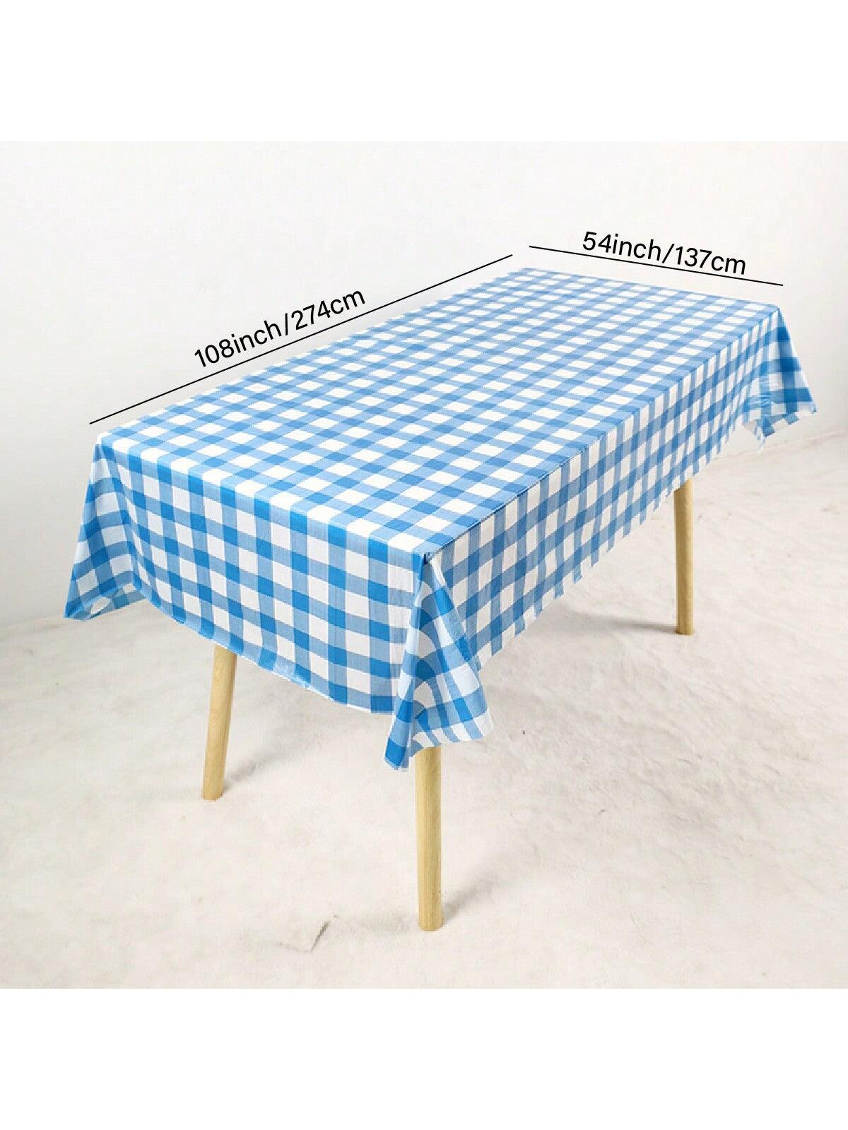 1pc PEVA Disposable Table Cover, Plaid Pattern Disposable Tablecloth For Party, Picnic - Lasercutwraps Shop