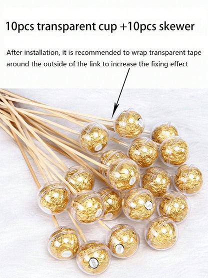 10pcs Transparent Round Acrylic Cover&10pcs skewer, Valentine's Day Flower Bouquet DIY Material, Flower Wrapping - Lasercutwraps Shop