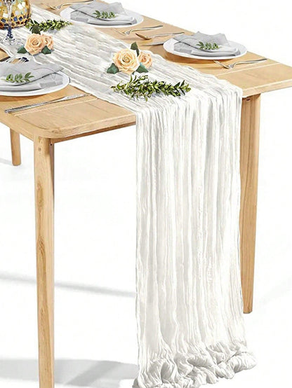 1pc 90*180cm Khaki Disposable Table Cover, Modern Polyester Ruched Disposable Tablecloth For Party - Lasercutwraps Shop