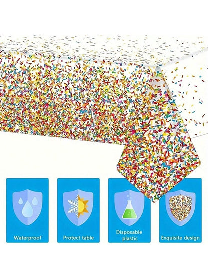 54*108 Inch Colorful Candy Party Tablecloth, Rectangle Waterproof Stain Resistant Decorative Table Cover For Christmas, New Year, Birthday Parties And Gatherings, Party Supplies - Lasercutwraps Shop
