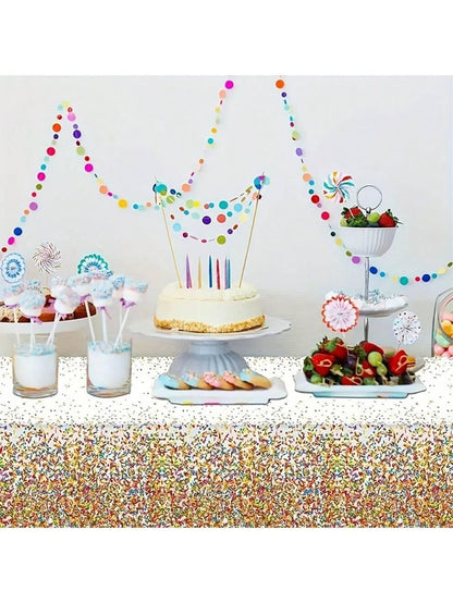 54*108 Inch Colorful Candy Party Tablecloth, Rectangle Waterproof Stain Resistant Decorative Table Cover For Christmas, New Year, Birthday Parties And Gatherings, Party Supplies - Lasercutwraps Shop