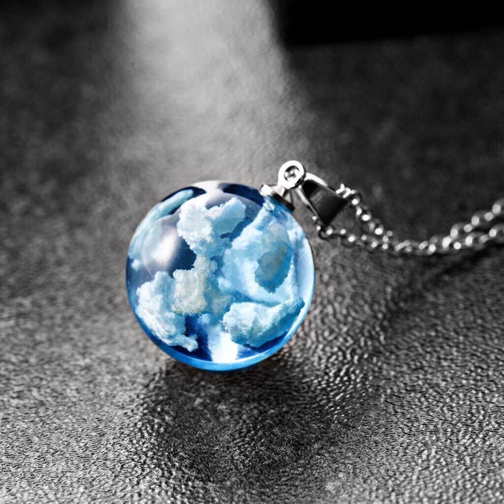 Blue Sky White Cloud Necklace - Lasercutwraps Shop