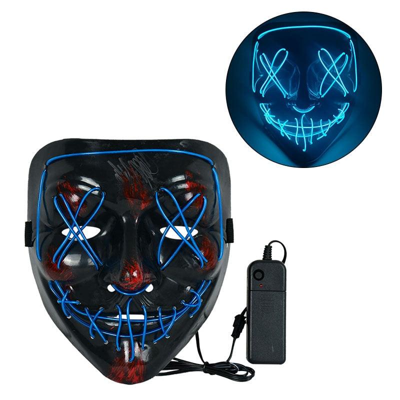 1P Scary Halloween Colplay Light Up Purge Mask Halloween Masquerade Party LED Face Masks for Kids Men Women Mask Glowing in Dark - Lasercutwraps Shop