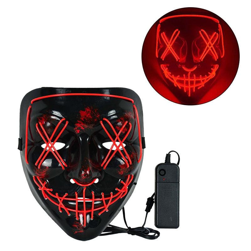 1P Scary Halloween Colplay Light Up Purge Mask Halloween Masquerade Party LED Face Masks for Kids Men Women Mask Glowing in Dark - Lasercutwraps Shop