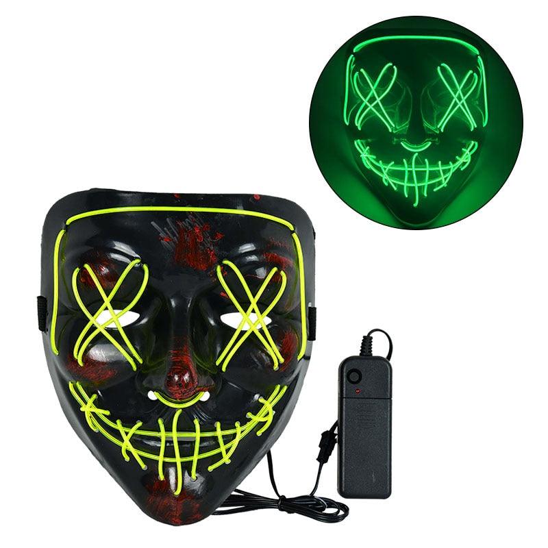 1P Scary Halloween Colplay Light Up Purge Mask Halloween Masquerade Party LED Face Masks for Kids Men Women Mask Glowing in Dark - Lasercutwraps Shop