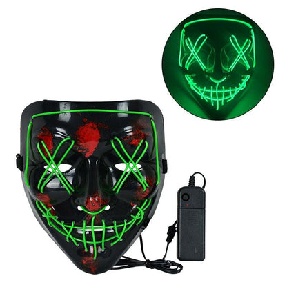 1P Scary Halloween Colplay Light Up Purge Mask Halloween Masquerade Party LED Face Masks for Kids Men Women Mask Glowing in Dark - Lasercutwraps Shop