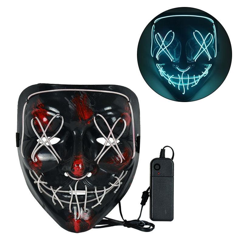 1P Scary Halloween Colplay Light Up Purge Mask Halloween Masquerade Party LED Face Masks for Kids Men Women Mask Glowing in Dark - Lasercutwraps Shop