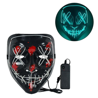 1P Scary Halloween Colplay Light Up Purge Mask Halloween Masquerade Party LED Face Masks for Kids Men Women Mask Glowing in Dark - Lasercutwraps Shop