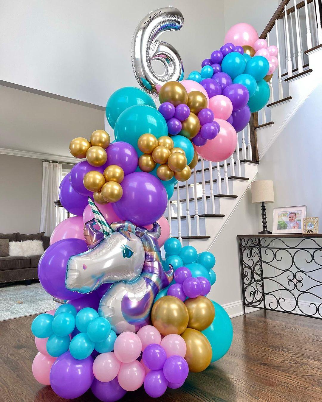 165pcs Shimmer and Confetti Silver Purple Unicorn Balloon Garland Kit for Birthday Decorations - Lasercutwraps Shop