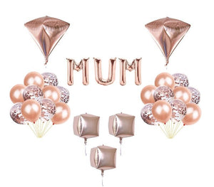 16" 4D Rose Gold Mothers Day "MUM" Letter Foil Balloons Decoration - Lasercutwraps Shop