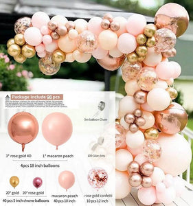96PCS Peach and Rose Gold Balloons Garland Arch Kit for Baby Shower Birthday Wedding - Lasercutwraps Shop