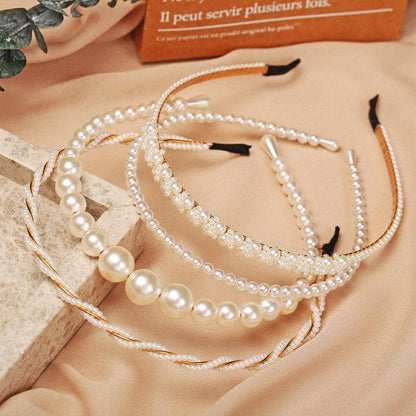 Women's Pearls Headbands White Faux Pearl Rhinestones Hairbands Bridal Hair Bands - Lasercutwraps Shop