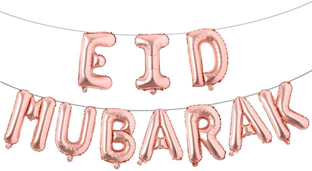 16inch Rose Gold Eid Mubarak Foil Balloons Party Decoration Supplies Ramadan Decoration - Lasercutwraps Shop