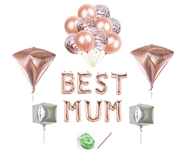16" 4D Rose Gold Mothers Day "BEST MUM" Letter Foil Balloons Decoration - Lasercutwraps Shop