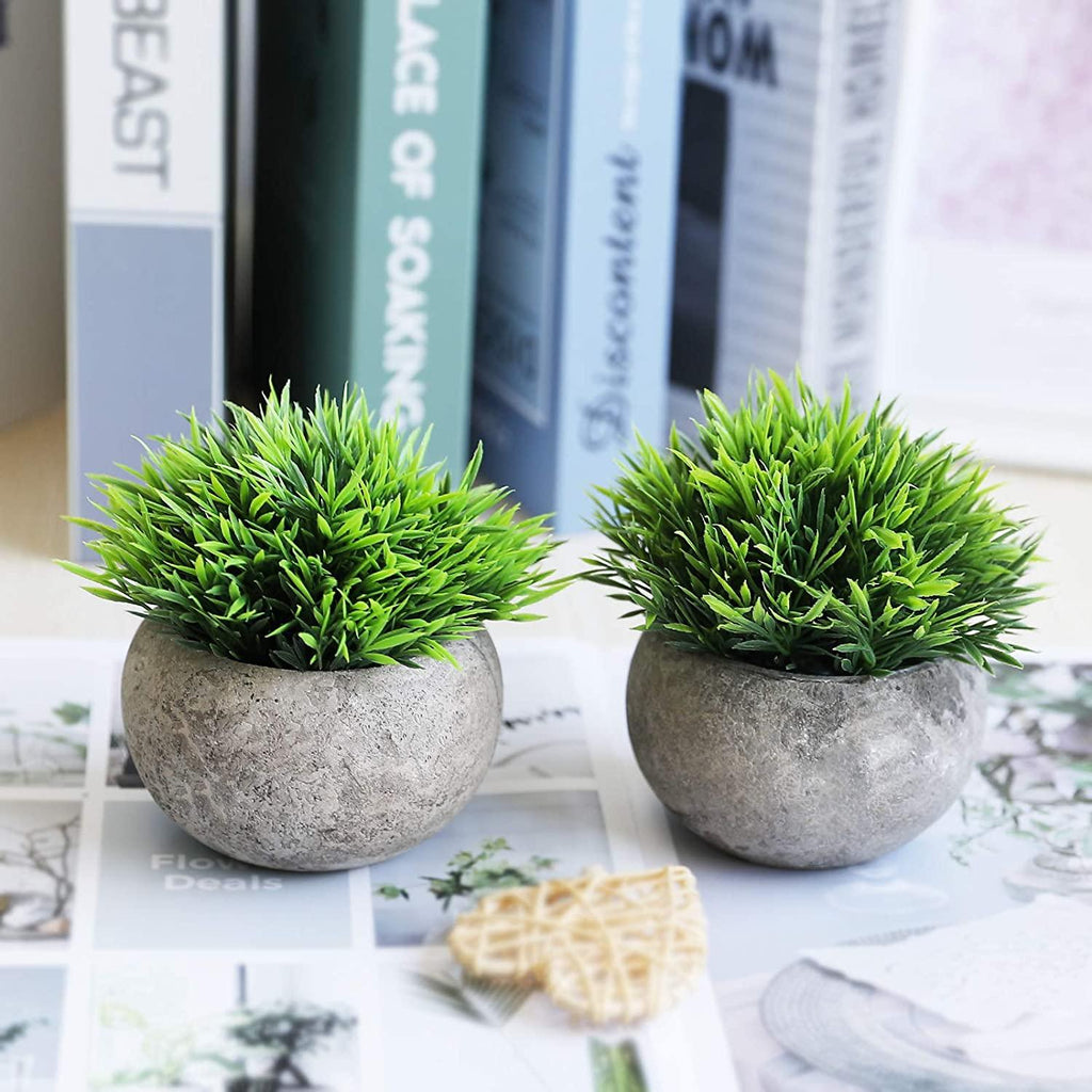 2 Pcs Fake Plants for Bathroom/Home Office Decor, Small Artificial Faux Greenery for House Decorations (Potted Plants) - Lasercutwraps Shop