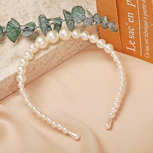 Women's Pearls Headbands White Faux Pearl Rhinestones Hairbands Bridal Hair Bands - Lasercutwraps Shop