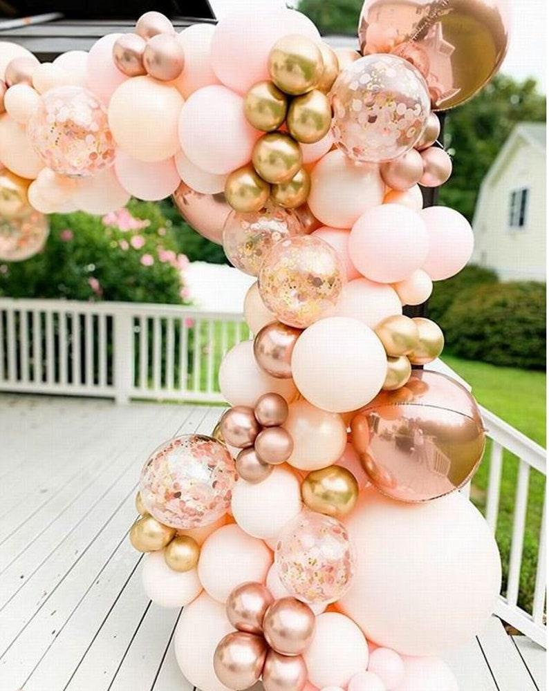 96PCS Peach and Rose Gold Balloons Garland Arch Kit for Baby Shower Birthday Wedding - Lasercutwraps Shop