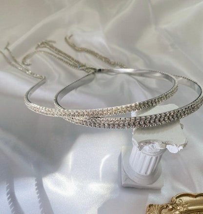 Rhinestone Headband with Tassel, Wedding Party Bridal Accessories, Retro Style Accessory - Lasercutwraps Shop