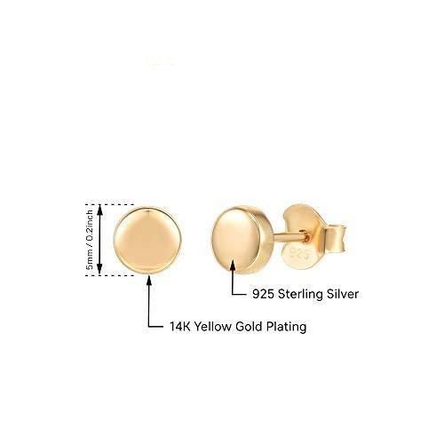 14K Gold Plated 925 Sterling Silver Earrings | Tiny Dot/Triangle Disc Stud Earrings | Yellow Gold Stud Earrings for Women - Lasercutwraps Shop