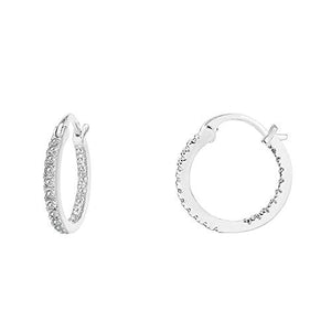 14K Gold Plated 925 Sterling Silver Post Cubic Zirconia Hoop Earrings | Small White Gold Hoops - Lasercutwraps Shop