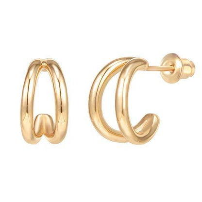 14K Gold Plated Sterling Silver Split Hoop Huggie Earrings - Lasercutwraps Shop