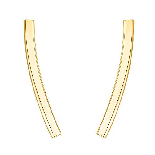 14K Yellow Gold Plated Sterling Silver Post Crawler Earrings Cuff Studs - Lasercutwraps Shop