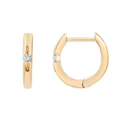 14K Gold Plated Sterling Silver Cubic Zirconia Huggie Hoop Earrings for Women in Yellow Gold - Lasercutwraps Shop