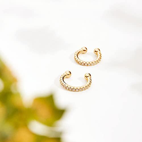 14K Gold Plated 925 Sterling Silver Cubic Zirconia Sparkling Round Huggie Ear Cuff Earrings in Rose Gold, White Gold and Yellow Gold - Lasercutwraps Shop