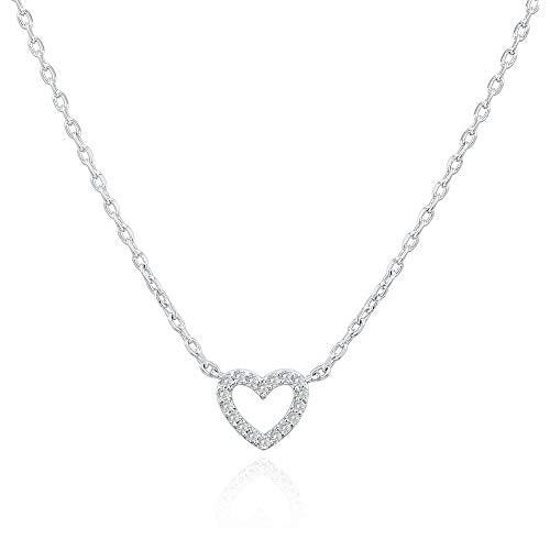 14K Gold Plated Cubic Zirconia Heart Necklace | Layered Necklaces | White Gold Necklaces for Women - Lasercutwraps Shop