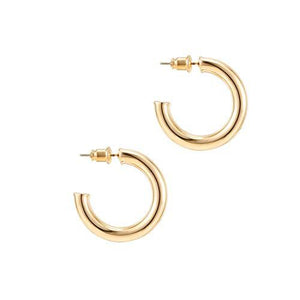 14K Yellow Gold Colored Lightweight Chunky Open Hoops | 30mm Yellow Gold Hoop Earrings for Women - Lasercutwraps Shop