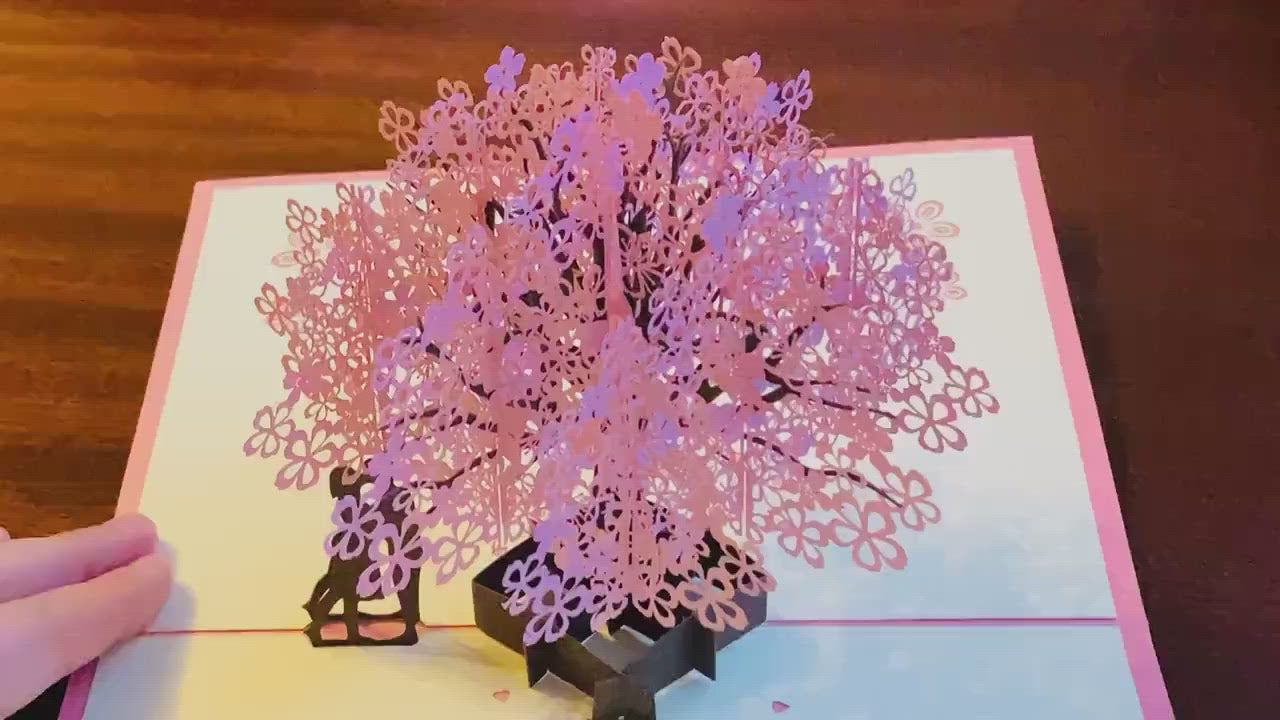 Couple In Love Under Cherry Blossom 3D Pop Up Card  Birthday Cards  Anniversary Cards  Love Cards  Fall In Love Cards  Wedding Cards Valentines Day Card