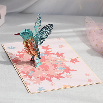 Handmade 3D Pop Up Hummingbird Bird Greeting Card Birthday, Family, Friend, Anniversary, Love, Thank You, Sympathy, Christmas, Thanksgiving - Lasercutwraps Shop