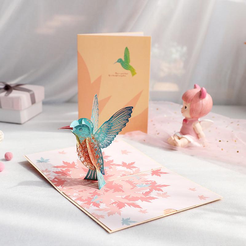 Handmade 3D Pop Up Hummingbird Bird Greeting Card Birthday, Family, Friend, Anniversary, Love, Thank You, Sympathy, Christmas, Thanksgiving - Lasercutwraps Shop