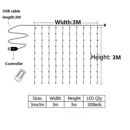 Battery or USB Plug in, 9.8 x 9.8 ft Remote Control Curtain Fairy Light Garland LED String Lights Wedding Backdrop Party Decorations - Lasercutwraps Shop