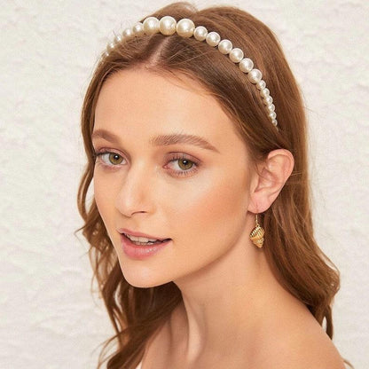 Women's Pearls Headbands White Faux Pearl Rhinestones Hairbands Bridal Hair Bands - Lasercutwraps Shop