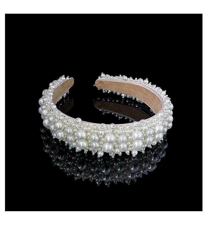 White Elegant Velvet Pearl Wedding Headband - Lasercutwraps Shop