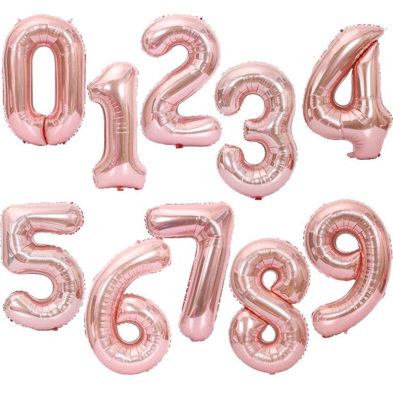40Inch Big Foil Birthday Balloons Helium Number Balloon 0-9 Happy Birthday Wedding Party Decorations Shower Large Figures Globos Rose gold - Lasercutwraps Shop