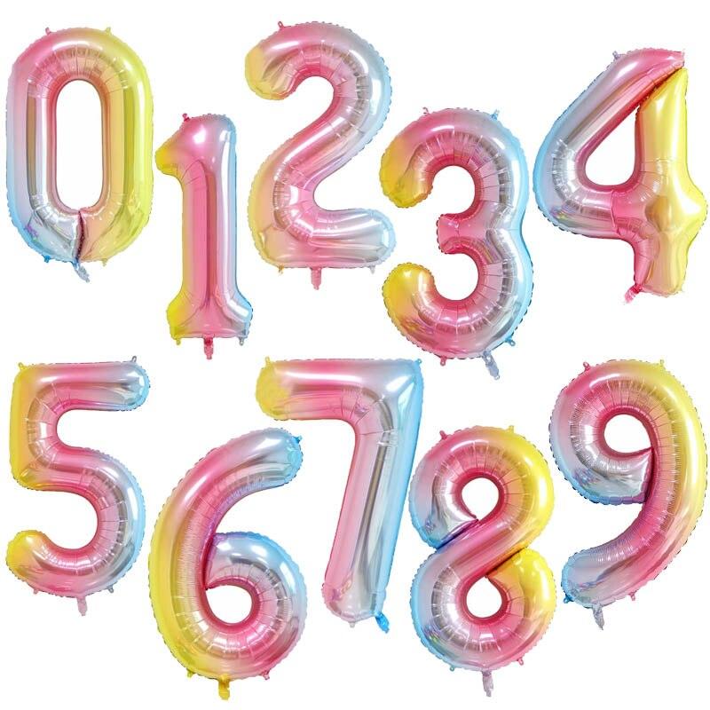 40Inch Big Foil Birthday Balloons Helium Number Balloon 0-9 Happy Birthday Wedding Party Decorations Shower Large Figures Globos MULTI - Lasercutwraps Shop
