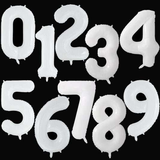 40Inch Big Foil Birthday Balloons Helium Number Balloon 0-9 Happy Birthday Wedding Party Decorations Shower Large Figures Globos White - Lasercutwraps Shop