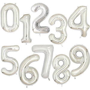 40Inch Big Foil Birthday Balloons Helium Number Balloon 0-9 Happy Birthday Wedding Party Decorations Shower Large Figures Globos Silver - Lasercutwraps Shop