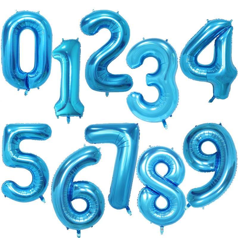 40Inch Big Foil Birthday Balloons Helium Number Balloon 0-9 Happy Birthday Wedding Party Decorations Shower Large Figures Globos Blue - Lasercutwraps Shop