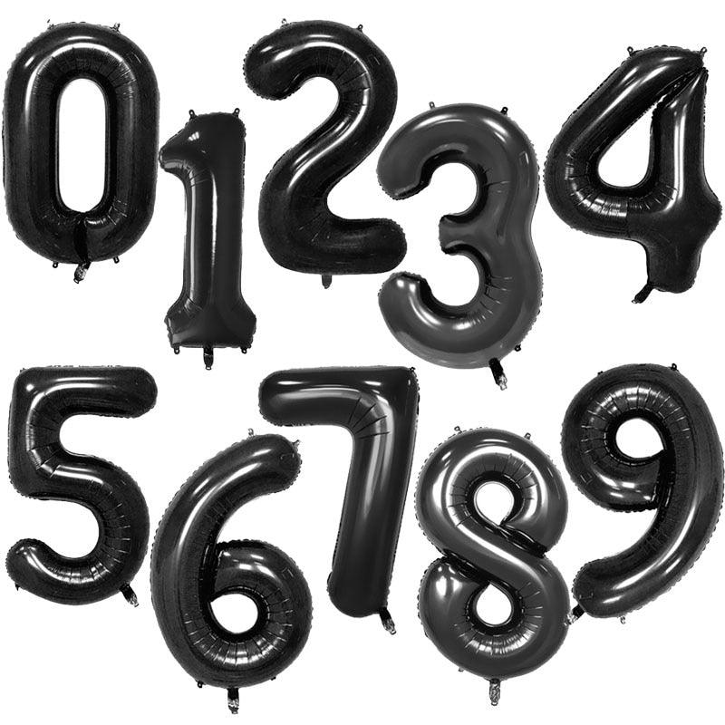 40Inch Big Foil Birthday Balloons Helium Number Balloon 0-9 Happy Birthday Wedding Party Decorations Shower Large Figures Globos Black - Lasercutwraps Shop