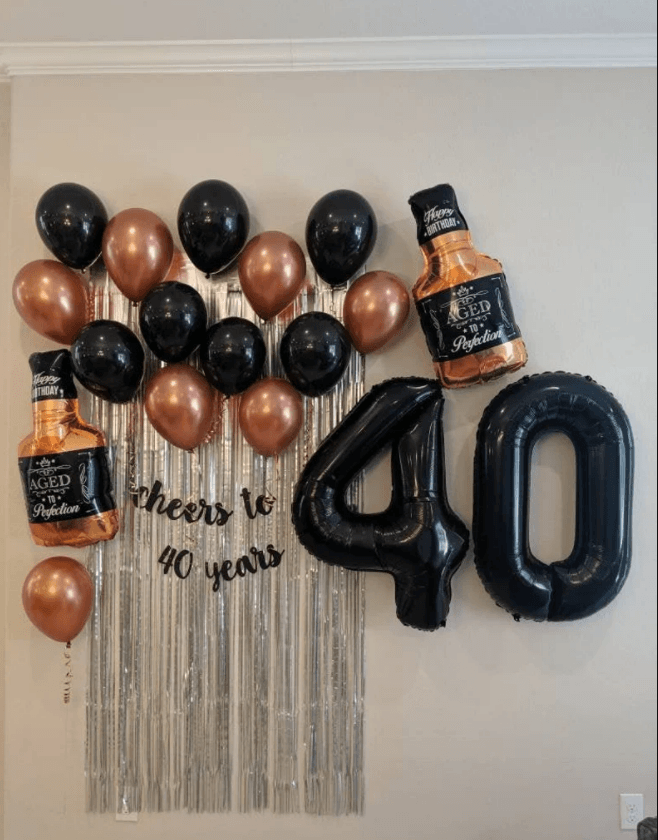 Cheers to 40 Years Birthday Decoration Set Whiskey Balloon 40th Birthday Balloons Jumbo 40 40th Birthday Decorations - Lasercutwraps Shop