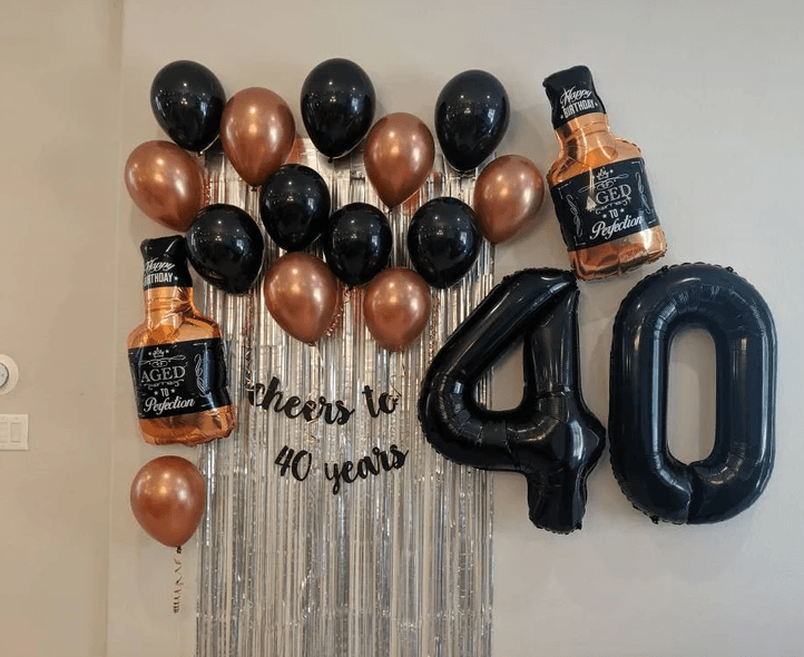 Cheers to 40 Years Birthday Decoration Set Whiskey Balloon 40th Birthday Balloons Jumbo 40 40th Birthday Decorations - Lasercutwraps Shop