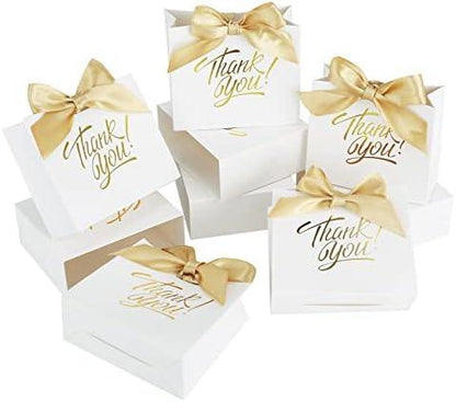 Small Gift Bags, 50 Pack Small Thank You Bags 4.5x1.8x3.9 Inches Party Favor Bags White Paper Gift Bags Candy Bags with Bow Ribbon - Lasercutwraps Shop