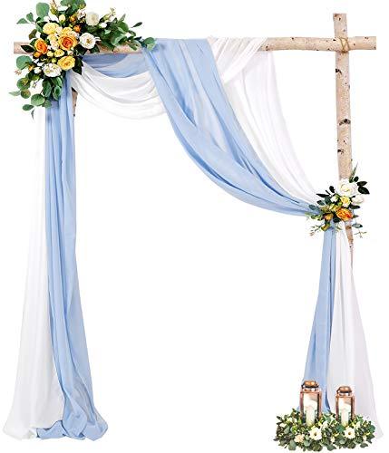 Baby Blue Wedding Arch Draping Fabric 2 Panel Chiffon Fabric Drapery Wedding Ceremony Decorations - Lasercutwraps Shop