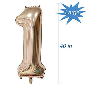Rose Gold Number 1 Balloon, 40 Inch - Lasercutwraps Shop