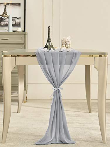 10ft Light Grey Chiffon Table Runner 28x120 Inches Romantic Wedding Runner Sheer Bridal Party Decorations - Lasercutwraps Shop